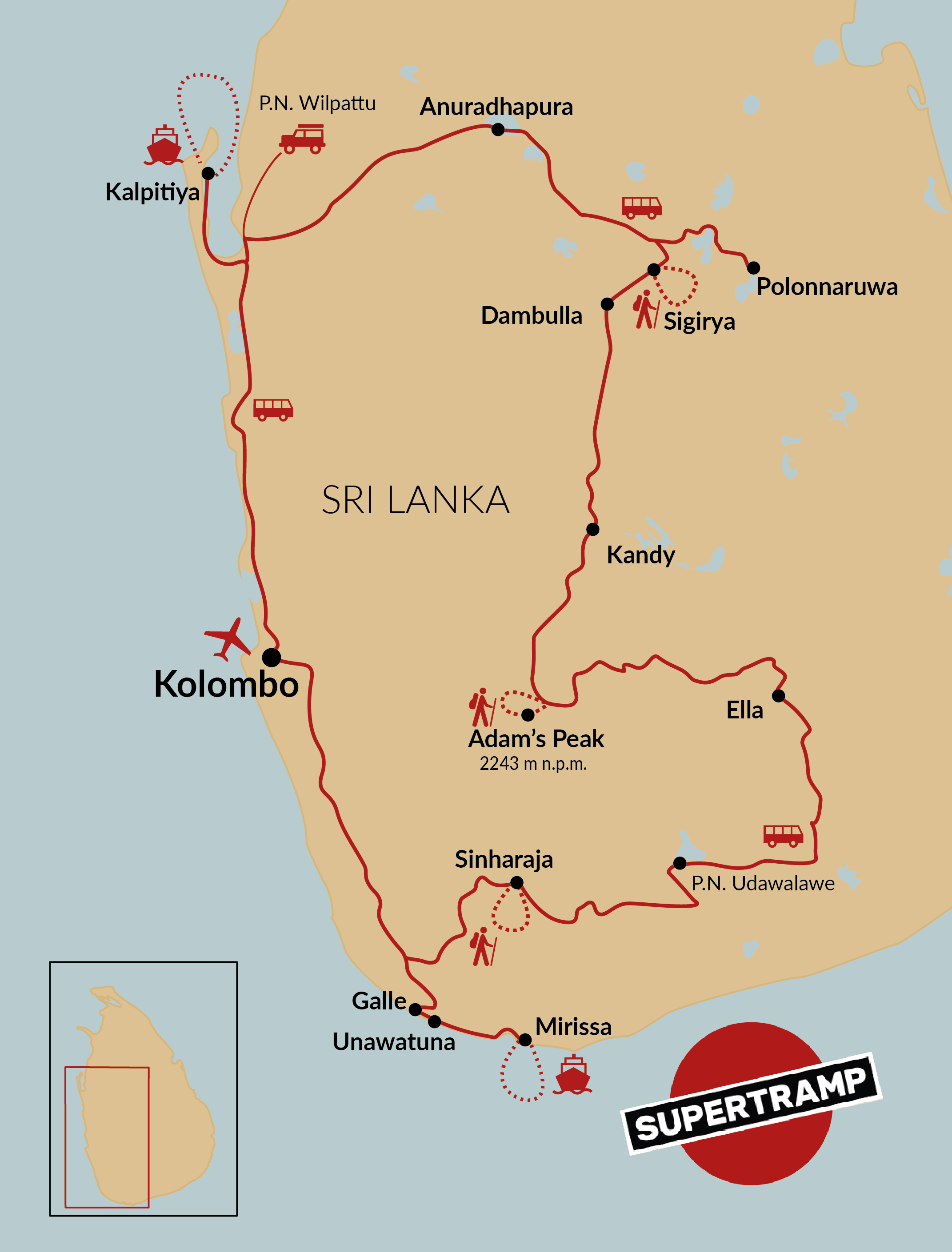 Discover key travel destinations and routes across Sri Lankas tropical landscapes and cultural sites.